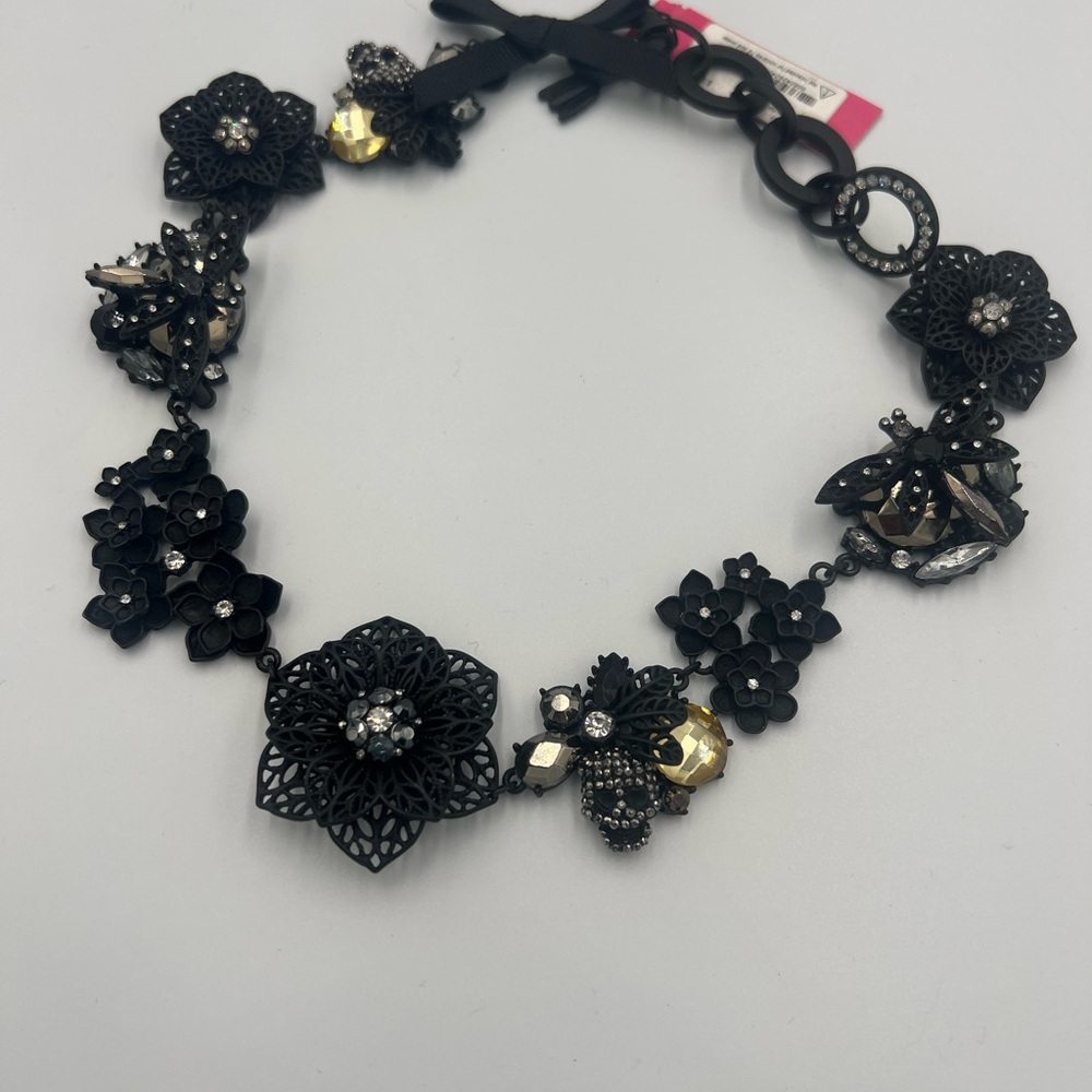 Betsey Johnson Black and Gold Floral Necklace